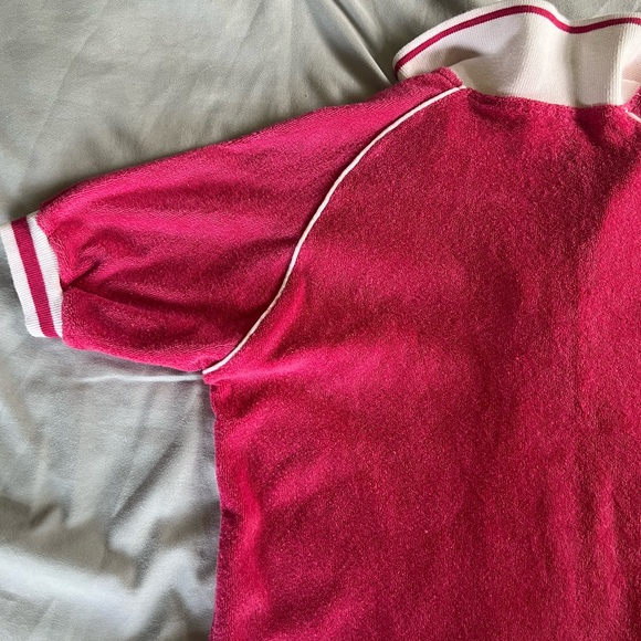Vintage Pink Terry Cloth Tennis Collared Polo M - Picture 2 of 6